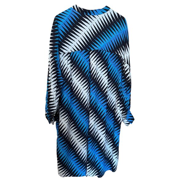 Essentiel Antwerp Blue Geometric Print Draped Tunic Dress Women's size S - Picture 6 of 7